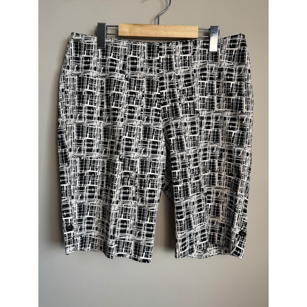 White House Black Market Bermuda Shorts Abstract Grid Pattern 10 Office Chic